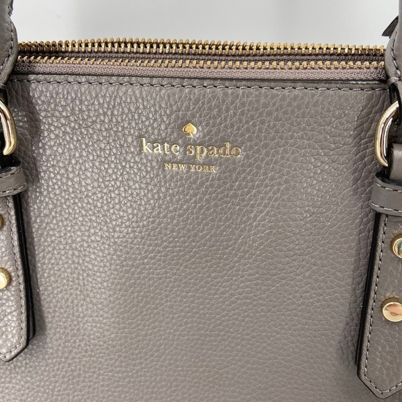 Kate Spade Tote Leighann Mulberry Street Leather Triple Compartment Handbag Gray - Picture 2 of 16
